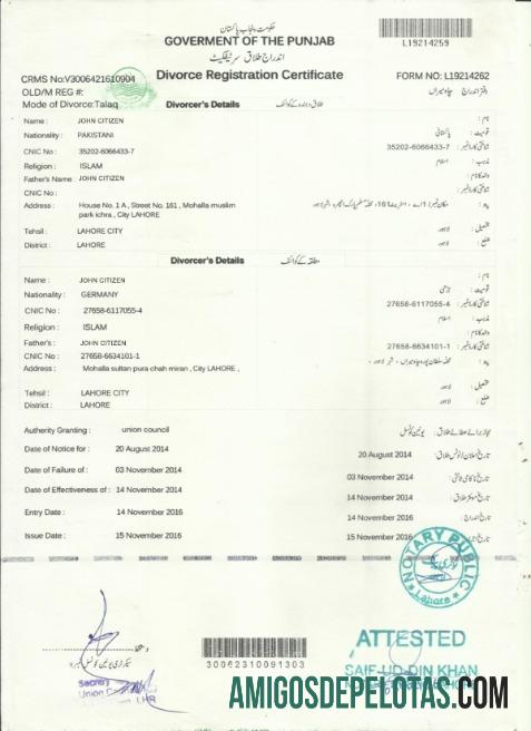 Certificado de divórcio do governo da Índia em Punjab baixar para verificação